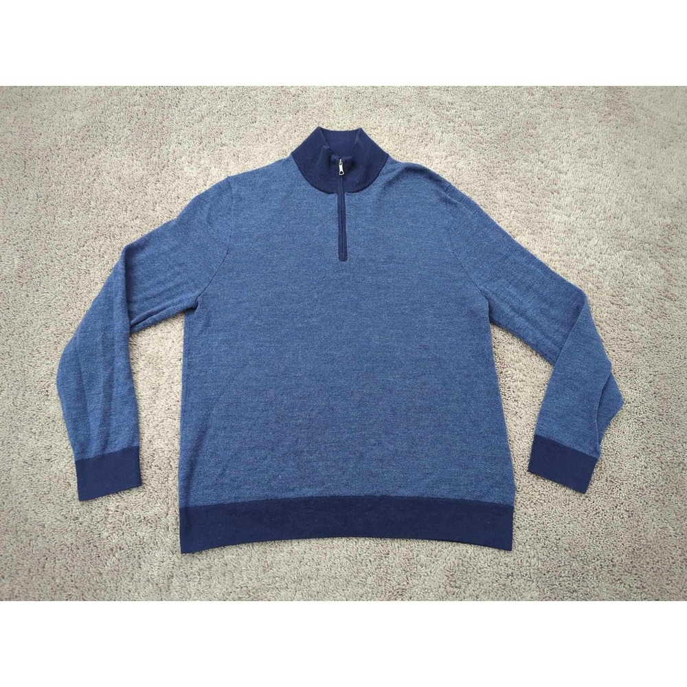 Brooks‎ Brothers Pullover Mens Large 100% Merino Wool Blue Sweater Casual
